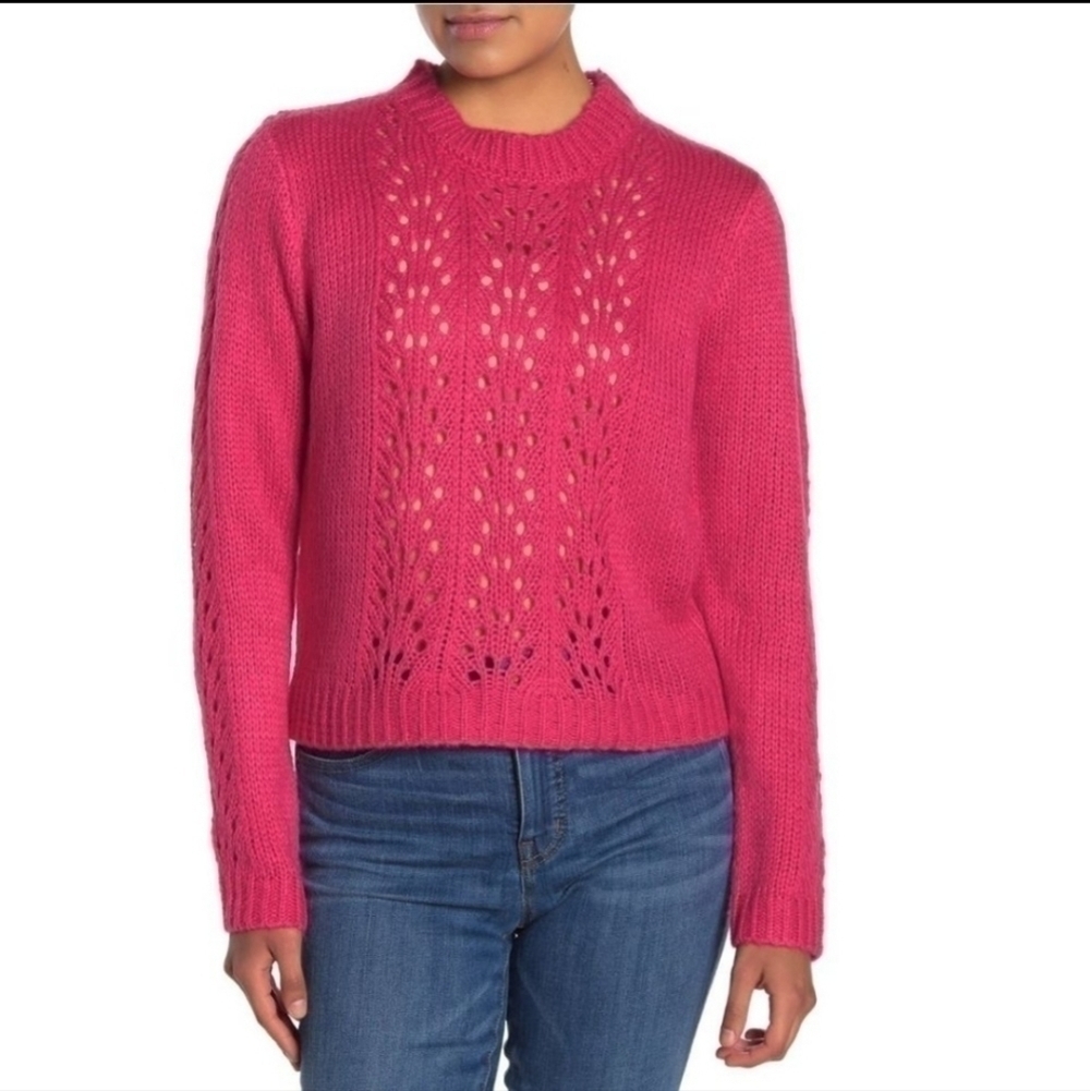 𝅺NWT Women Nordstrom Woven Heart Knit Sweater  Size M
